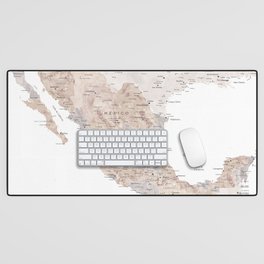 Detailed map of Mexico in neutral watercolor Desk Mat
