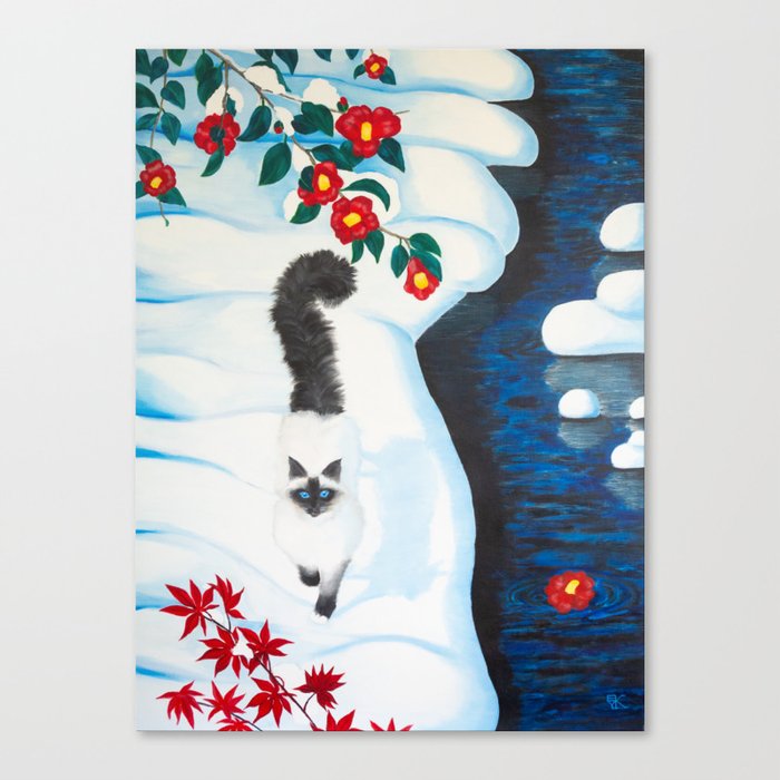 Cat under snow Canvas Print