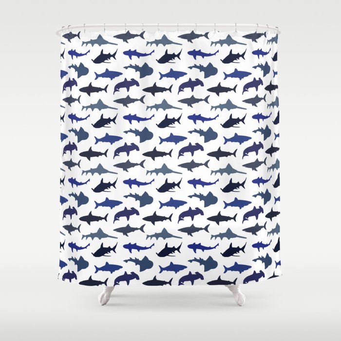 Blue Sharks Shower Curtain