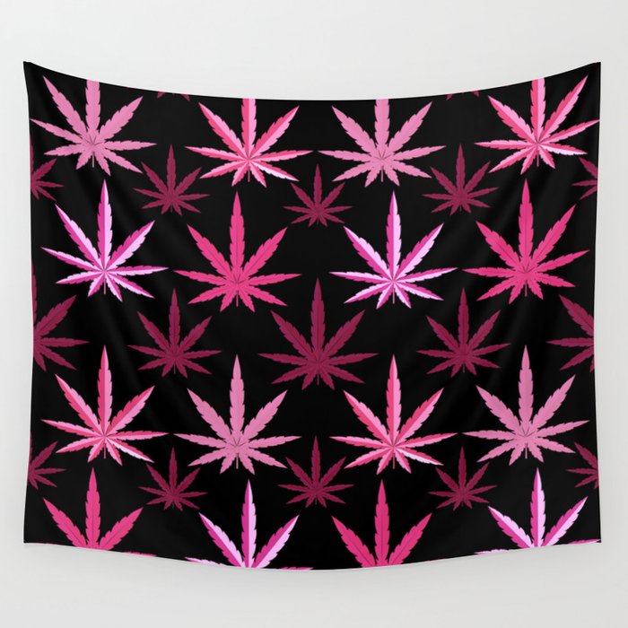 Marijuana Magenta Pink Weed Wall Tapestry