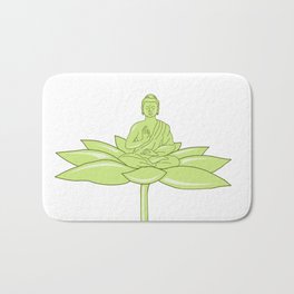 Buddha Sitting on Lotus Flower Drawing Bath Mat | Traditional, Sage, Shading, Lotus, Enlightenment, Buddhist, Siddharthagautama, Religion, Meditation, Graphicdesign 
