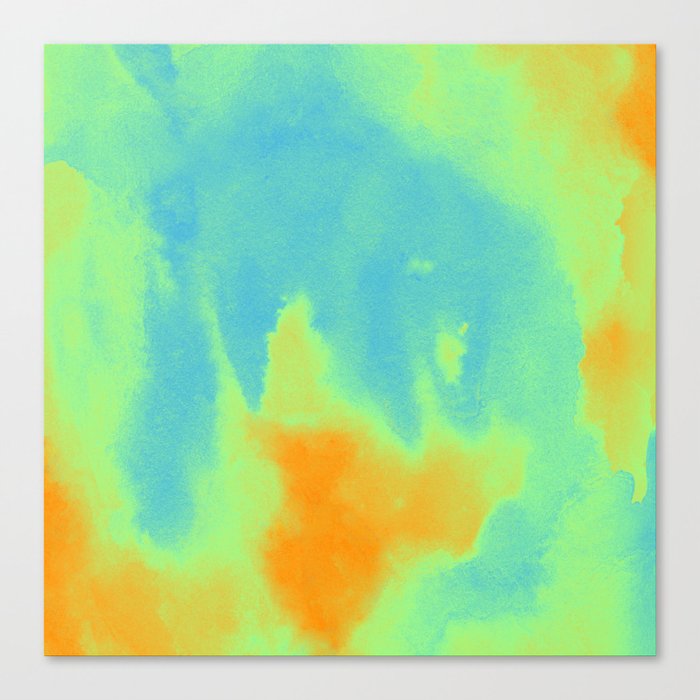 Heat Orange Green Yellow And Blue Abstract Painting Canvas