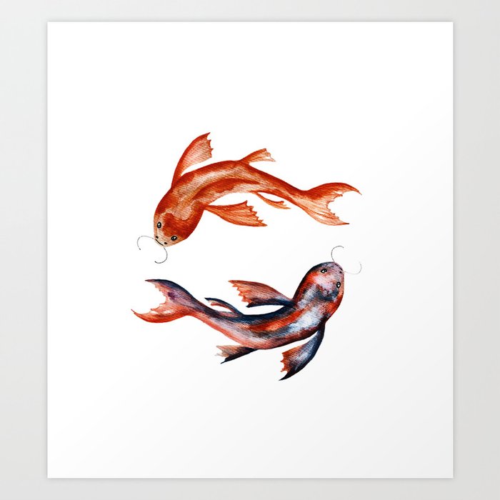 Koi Fish Duo Watercolor Art Print