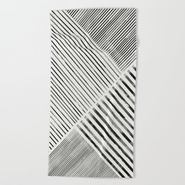 Black and White Stripes, Abstract Beach Towel