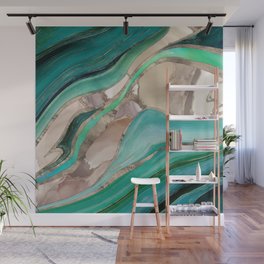 Emerald green and taupe marble Wall Mural