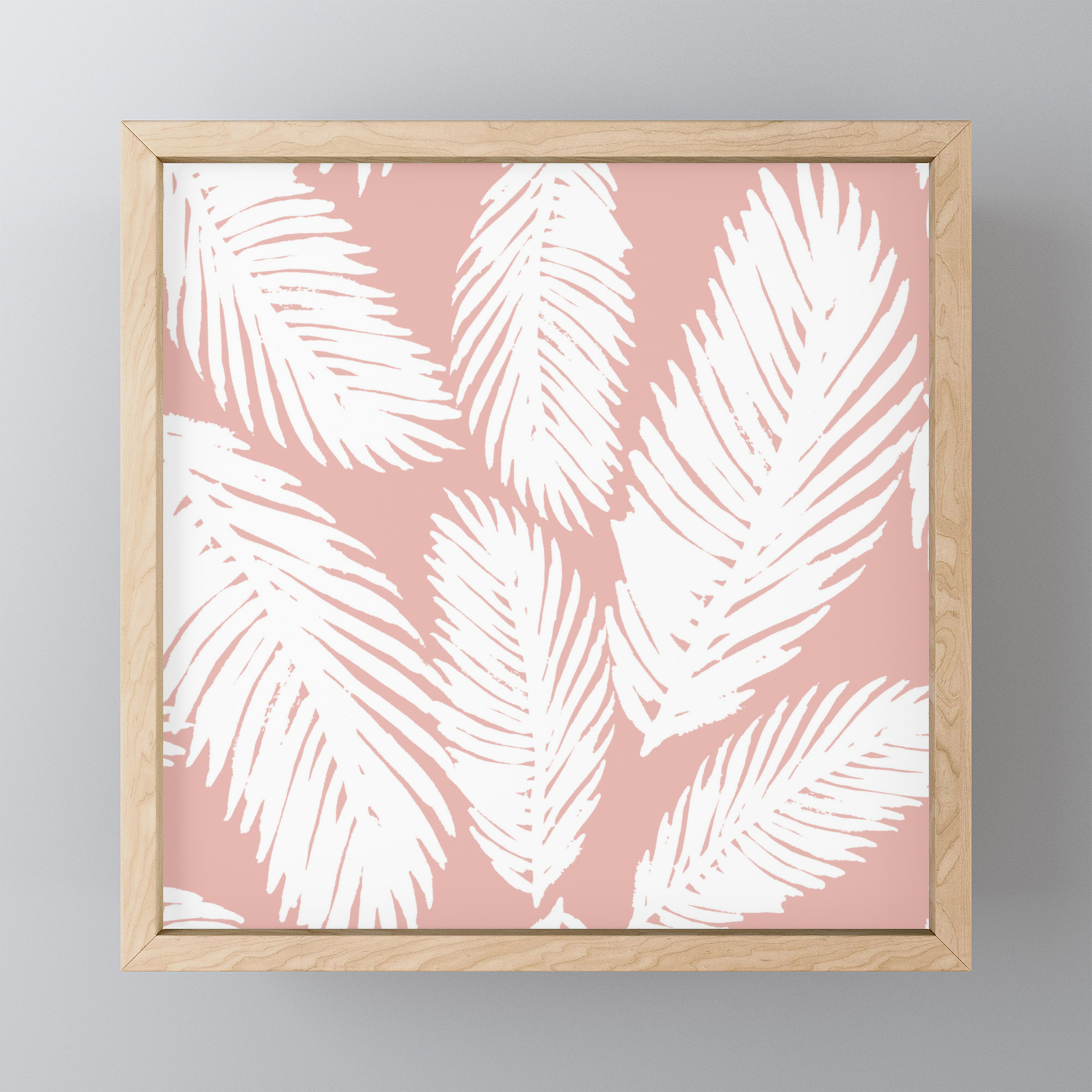 Pink Tropical Leaf Pattern Framed Mini Art Print By