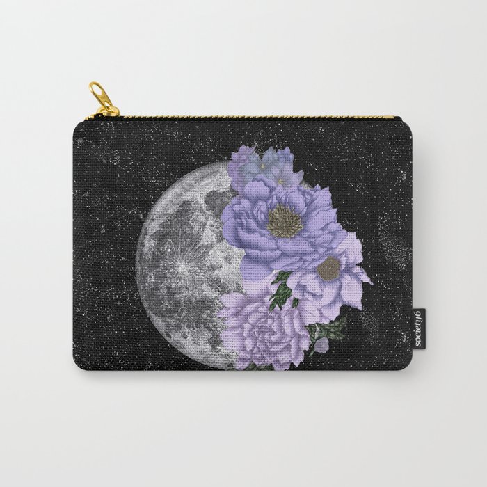 Moon Abloom in Lavendar and Periwinkle Carry-All Pouch