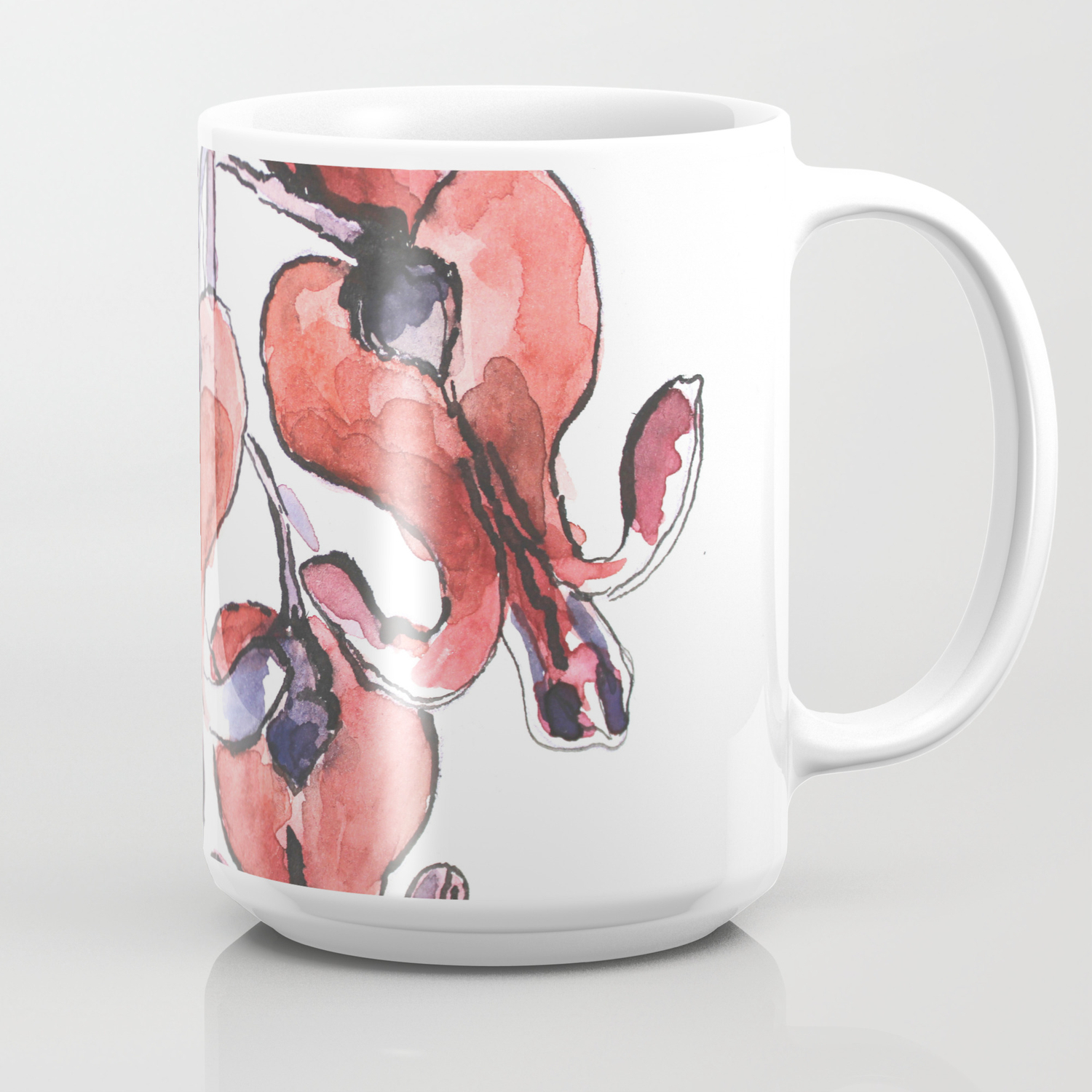 Dicentra Watercolor Painting Beautiful Flower Broken Heart Coffee