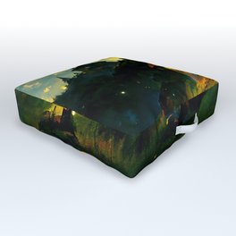 A fairy landscape, a magical night Outdoor Floor Cushion