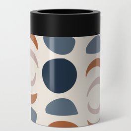 Moon Phases Pattern in blue, terracotta, pink Can Cooler