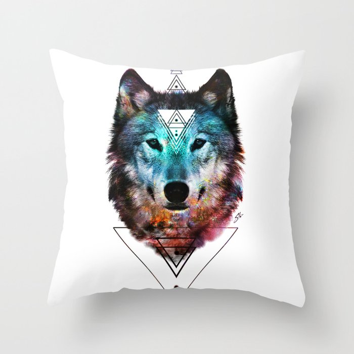 Sacred Wolf Throw Pillow