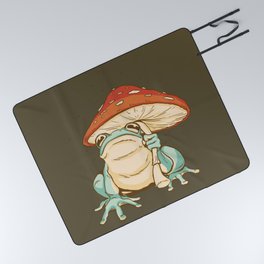 Frog with Mushroom Umbrella Picnic Blanket