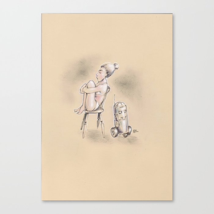 Girl and robot Canvas Print