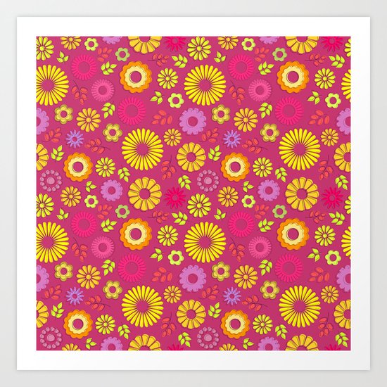 Country flowers in pink Art Print