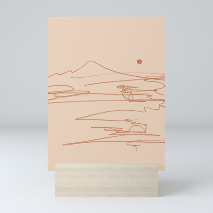 Line Mountain Sunset. Mini Art Print