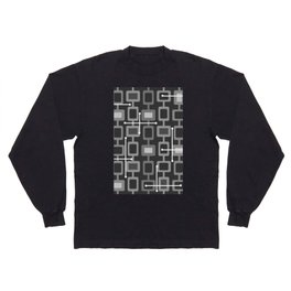 Retro 1950s Geometric Pattern Dark Gray Long Sleeve T-shirt