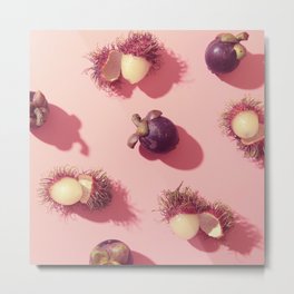 03_#Rambutan#mangosteen#tropical#fruits#in pink Metal Print