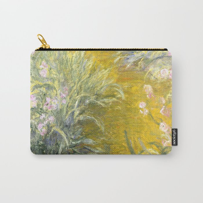 The Path through the Irises floral iris landscape painting by Claude Monet in alternate yellow Carry-All Pouch