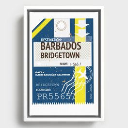 Barbados Bridgetown vintage style travel ticket Framed Canvas