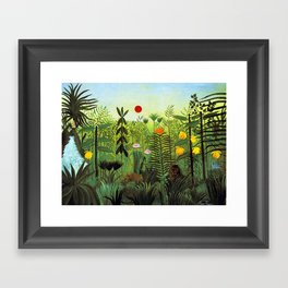 Henri Rousseau "Exotic Landscape with Lion and Lioness in Africa" Framed Art Print