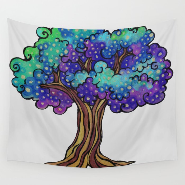 Blue Tree Wall Tapestry