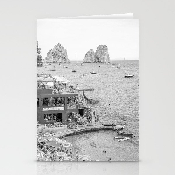 Bagni di Maria in Black and White | Amalfi Coast Beach Art Print | Travel Photography in Italy Stationery Cards