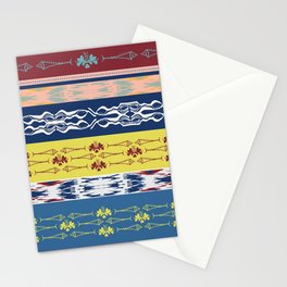 Oceanview Trim Red White Blue Ikat and Fish motif Stationery Card
