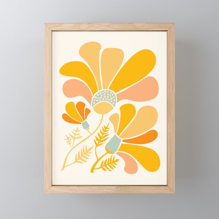 Summer Wildflowers in Golden Yellow Framed Mini Art Print