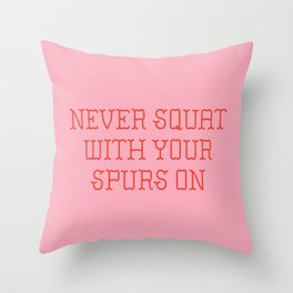 Cautious Squatting, Pink and Red Throw Pillow