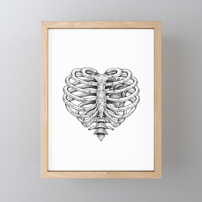 Rib Cage Heart Framed Mini Art Print