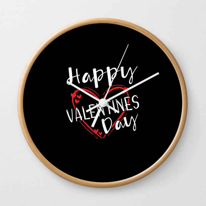 Greetings Word Art Lines Hearts Day Valentines Day Wall Clock