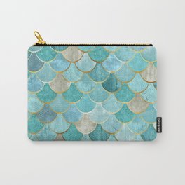 Moroccan Mermaid Fish Scale Pattern, Aqua,Teal Carry-All Pouch