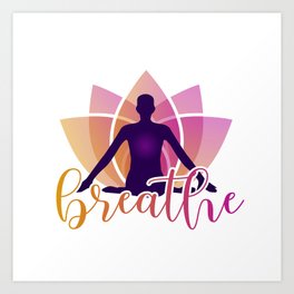 Meditation and breathing spiritual awakening silhouette  Art Print