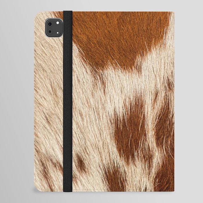 Brown Cowhide, Cow Skin Print Pattern Modern Cowhide Faux Leather iPad Folio Case