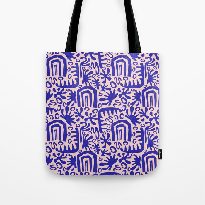 Seamless pattern abstract blue shape Tote Bag