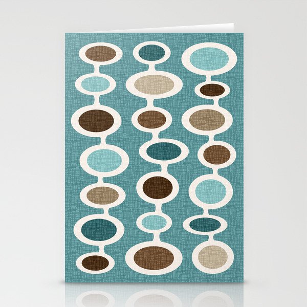 Mid Century Mushroom Clouds - Ocean Blue and Brown Earth Tones Stationery Cards