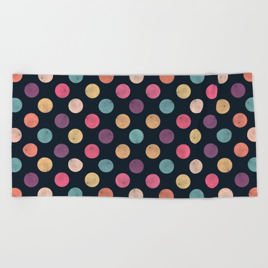 Watercolor Dots Pattern II Beach Towel