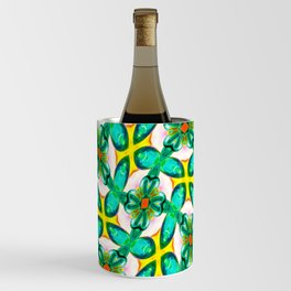 Abstract Green Flowers Pattern Wine Chiller