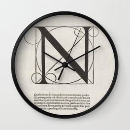 Divina Proportione Letter N After Leonardo da Vinci  Wall Clock