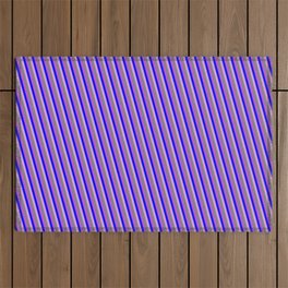 [ Thumbnail: Blue, Plum, Gray, and Orchid Colored Pattern of Stripes Outdoor Rug ]