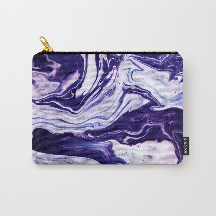Blue, Pink, White and Purple Marble Carry-All Pouch