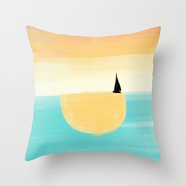 Abstract Tropical Sunset Sailboat Throw Pillow