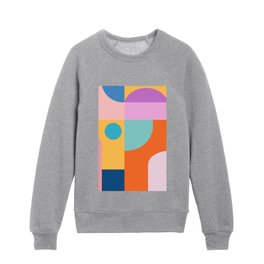 Playful Color Block Shapes in Bright Shades of Orange, Blue, Yellow, and Pink Kids Crewneck