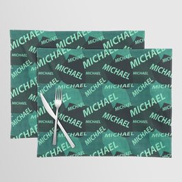  pattern with the name Michael in blue colors and watercolor texture Placemat