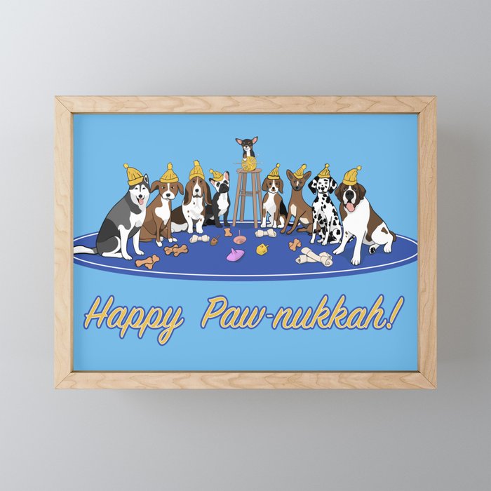 Happy Paw-nukkah! - Happy Hanukkah Framed Mini Art Print