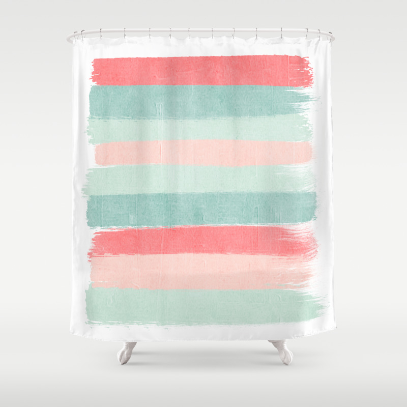 teal coral shower curtain