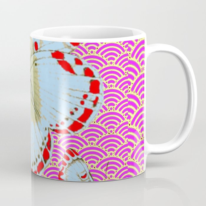 ORIGINAL ORIENTAL STYLE RED-WHITE EXOTIC BUTTERFLY PINK ART Coffee Mug