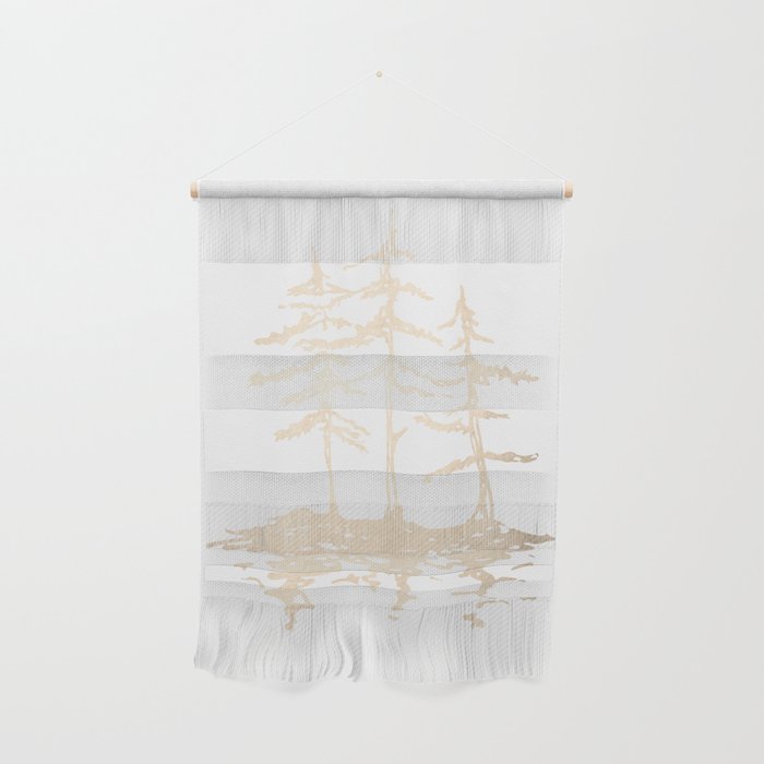 Three Sisters Forest White Gold Trees Wall Hanging