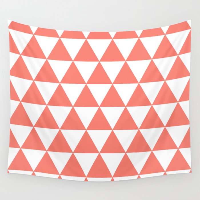 TRIANGLES (SALMON & WHITE) Wall Tapestry