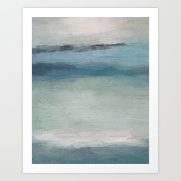 Abstract Painting Light Blue Teal Sage Green Prints Modern Wall Art Affordable Stylish Art Print By Rachelelise Society6